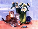 CT-HT-228 HANH PHUC BEN NHAU - TWO NICE CATS 24x18 in - USD 448