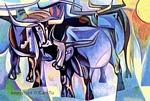 CT-HT-370 DAN TRAU LAP THE - CUBIST BUFFALO 16x24 in - USD 567