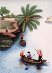 CT-HC-396 XOM NHO VEN SONG - SMALL VILLAGE RIVERSIDE 22x32 in - USD 371