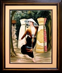 CT-HN-90 CO GANH CHIEU GON - LADY CARRIES STRAW MAT (relief) 28x22in - USD 1235